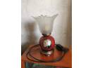 veche lampa din ceramica veioza vintage abajur floare cu lumina variabila